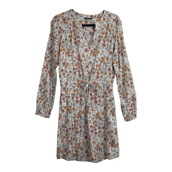 Denver Hayes Autum Floral Tie Waist Elastic Long Sleeves Size M Pockets Boho - Picture 2 of 15